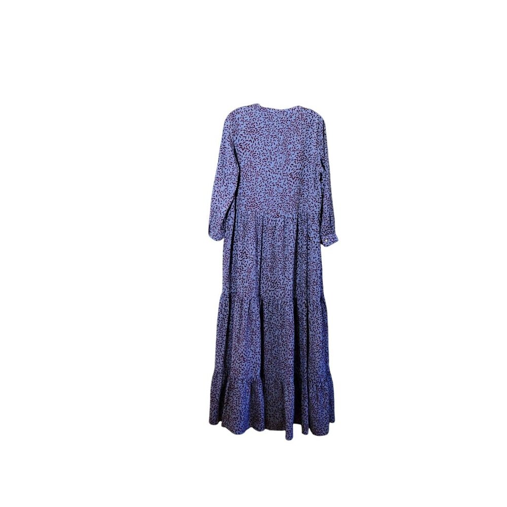 Lolly's Laundry Maxi Dress Women's Size Medium Long Sleeve Button-Front Blue & B - Picture 2 of 4